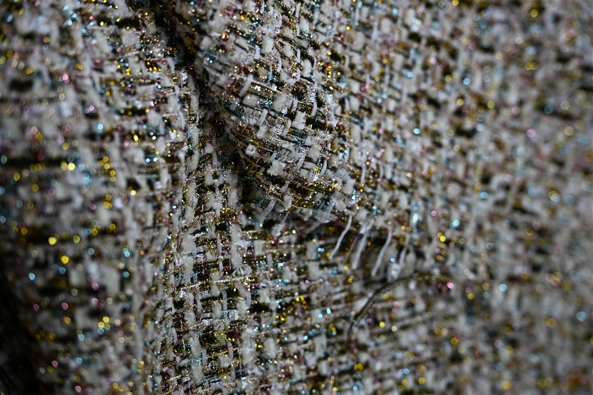 Luxury bouclé tweed fabric developed for designer brands at Wenzhou textile manufacturer Fursone