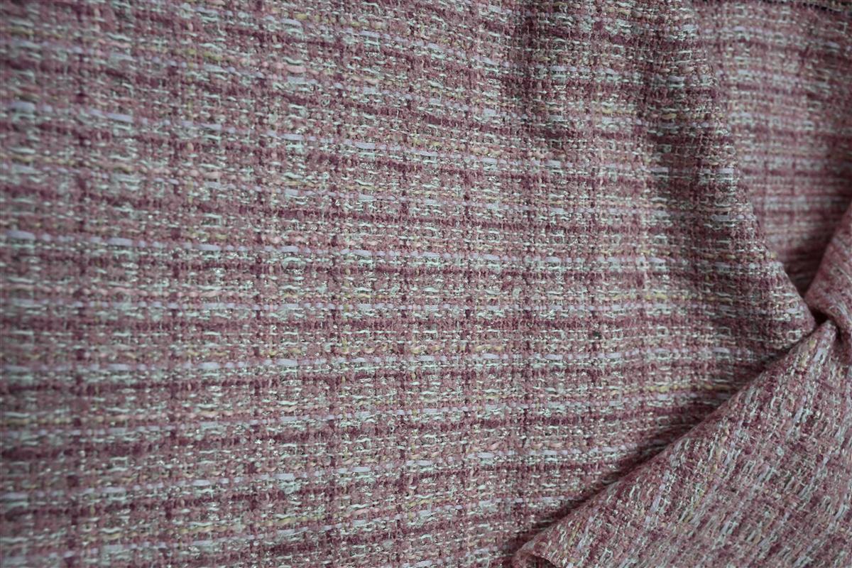 Pastel pink bouclé tweed fabric from Wenzhou textile manufacturer Fursone China