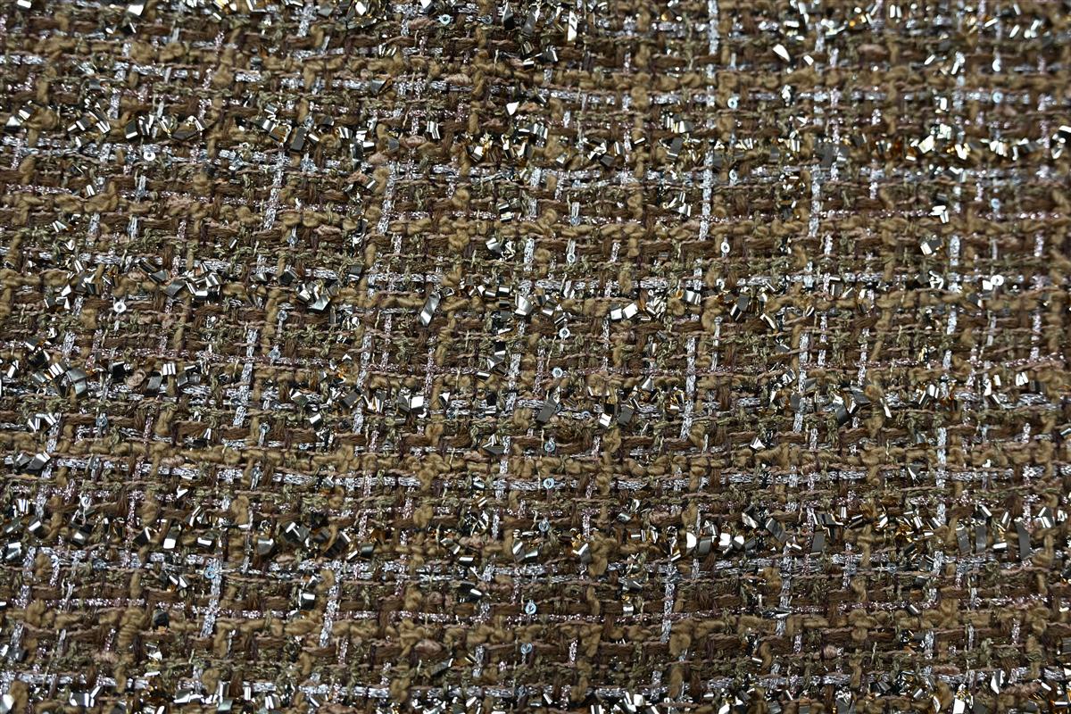 Red metallic bouclé tweed from Wenzhou China textile manufacturer Fursone